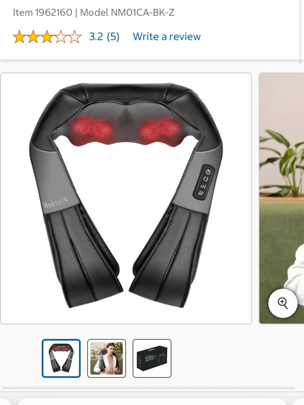 Nekteck Neck and Back Massager with Heat New inbox